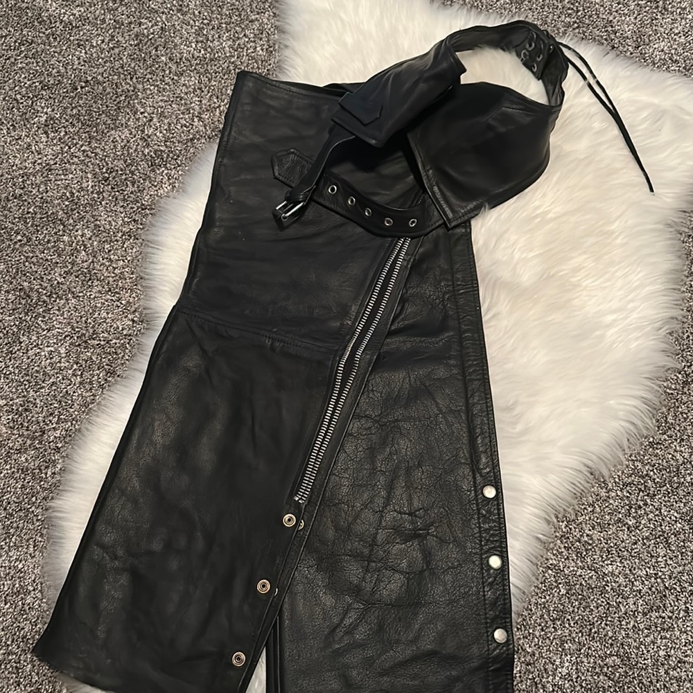 Black leather chaps